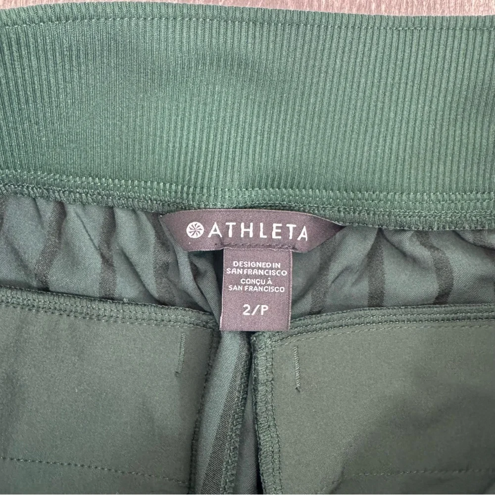 Athleta Brooklyn Ankle Pant Emerald Green Stripe Size 2 Petite Travel Work - Picture 6 of 16